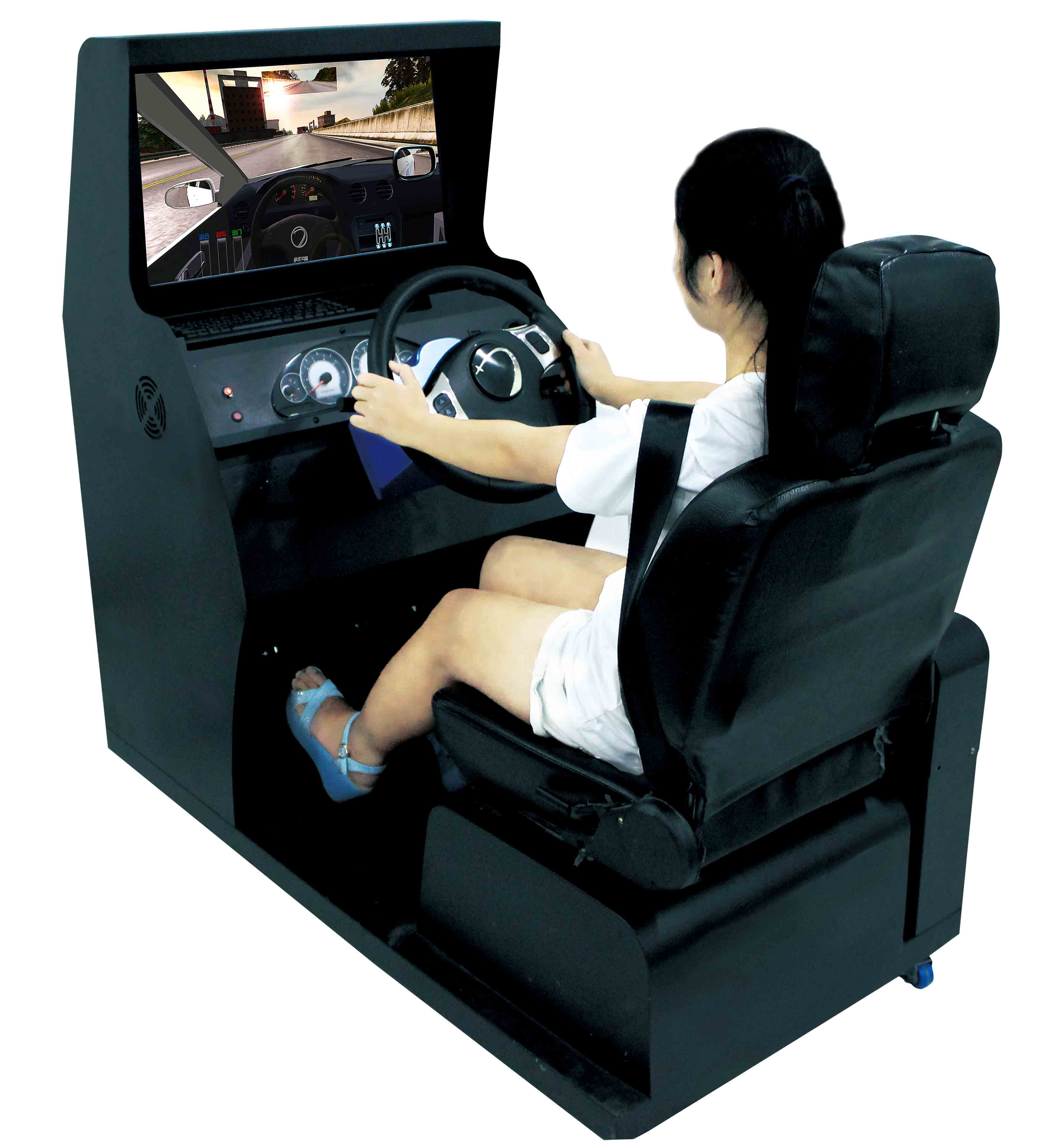 在学车之星驾驶模拟机上面模拟驾驶，简单过科目二！